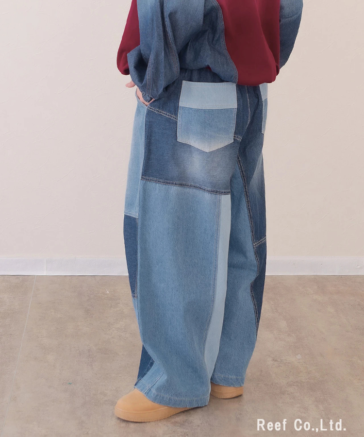 mililopiulu/ミリロピュール リビルドパラシュートデニムパンツ