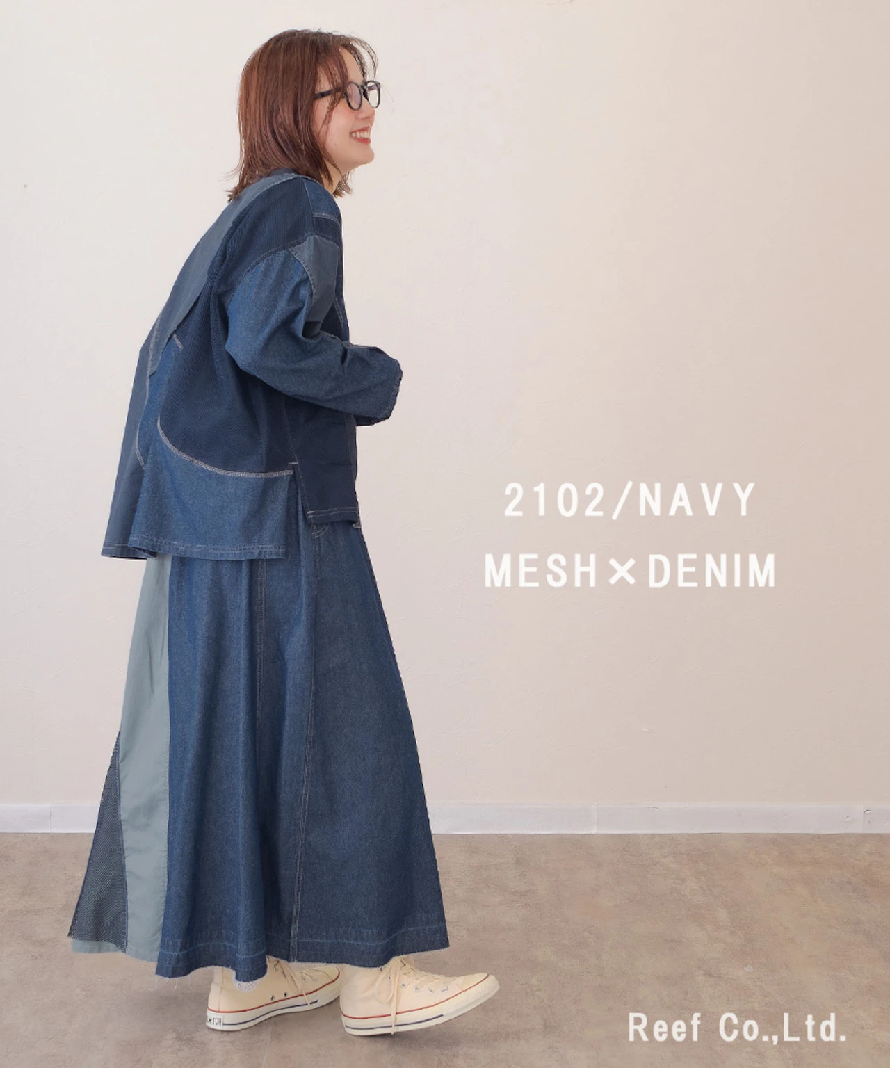 mililopiulu/ミリロピュール メッシュMIXデニムスカート (WOMENS