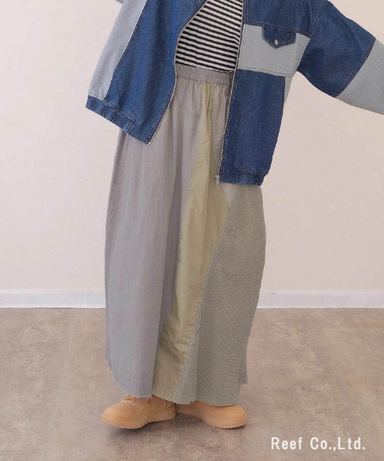 mililopiulu/ミリロピュール メッシュMIXデニムスカート (WOMENS