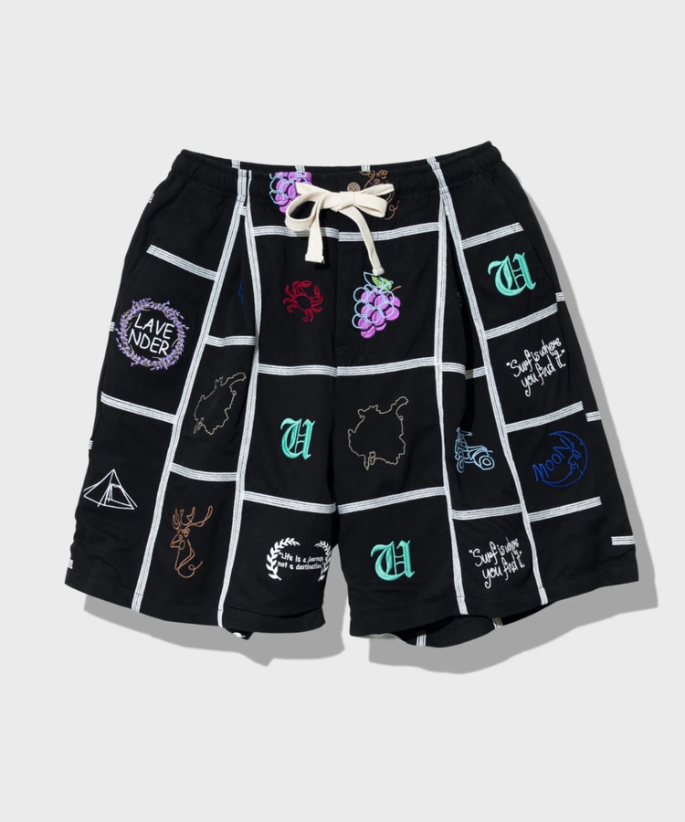 go slow caravan(ゴースローキャラバン) |Universal Style Wear/ユニバーサルスタイルウェア Patchwork embroidery shorts (MENS)