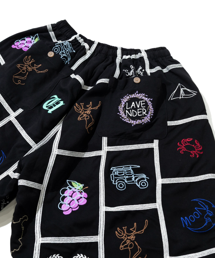 go slow caravan(ゴースローキャラバン) |Universal Style Wear/ユニバーサルスタイルウェア Patchwork embroidery shorts (MENS)