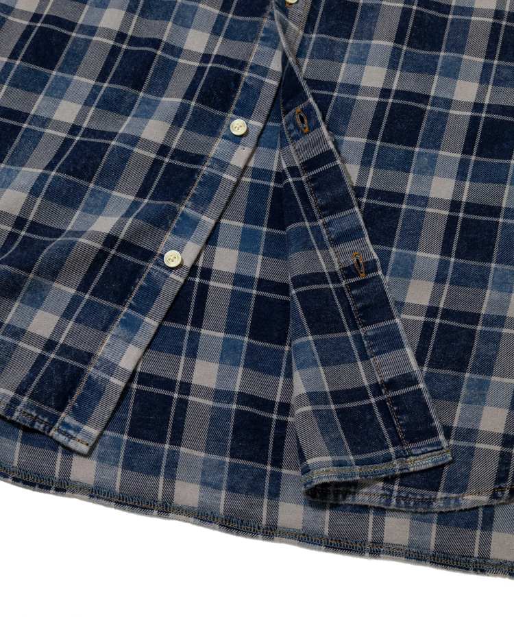 go slow caravan(ゴースローキャラバン) |Universal Style Wear/ユニバーサルスタイルウェア INDIGO Plaid damage shirt (MENS)