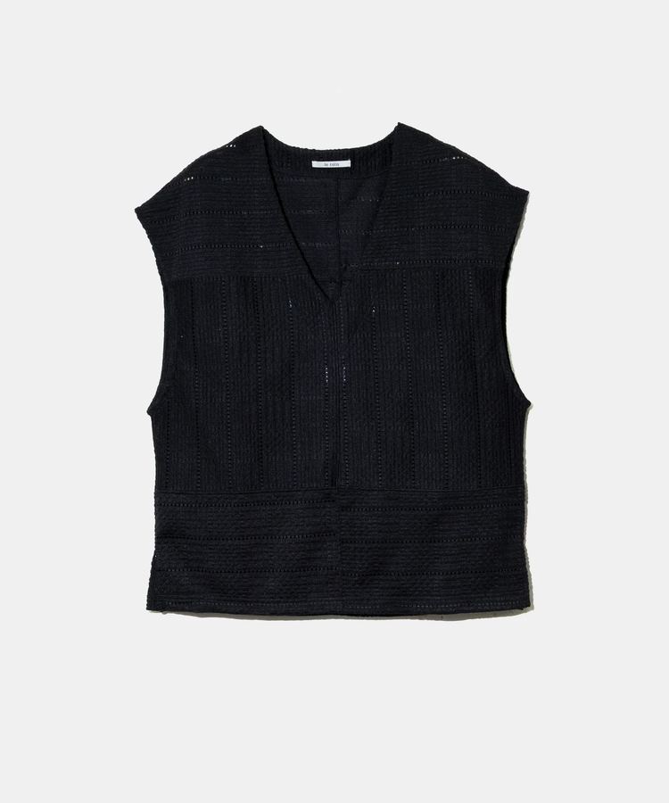 go slow caravan(ゴースローキャラバン) |le colis/ルコリ レースニットソーパッチワーク風Vネックベスト (WOMENS)