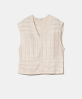go slow caravan(ゴースローキャラバン) |le colis/ルコリ レースニットソーパッチワーク風Vネックベスト (WOMENS)
