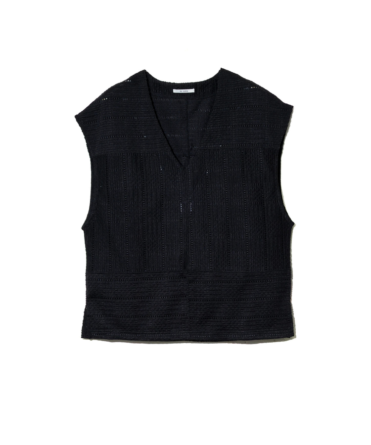 le colis/ルコリ レースニットソーパッチワーク風Vネックベスト
