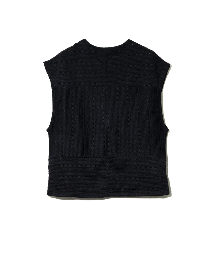 go slow caravan(ゴースローキャラバン) |le colis/ルコリ レースニットソーパッチワーク風Vネックベスト (WOMENS)