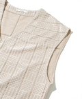 go slow caravan(ゴースローキャラバン) |le colis/ルコリ レースニットソーパッチワーク風Vネックベスト (WOMENS)
