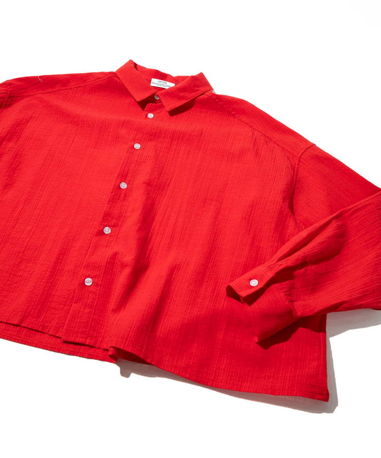 GENTIL/ジャンティー ドビーストライプショート丈シャツ (WOMENS