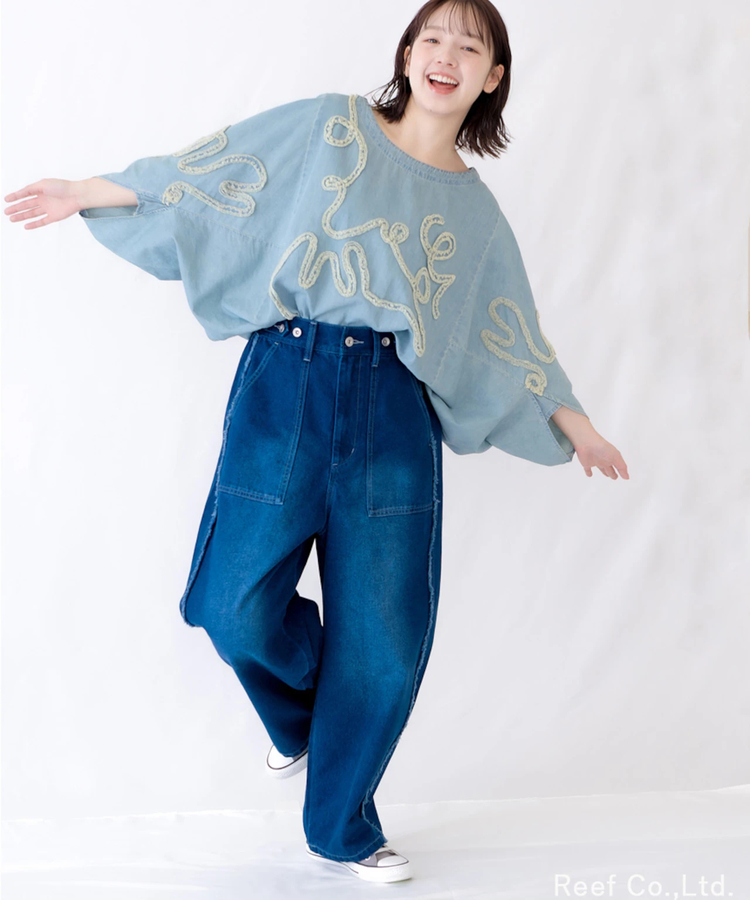mililopiulu/ミリロピュール カラーフリンジワークラフパンツ (WOMENS mililopiulu/ミリロピュール カラーフリンジワークラフパンツ (WOMENS
