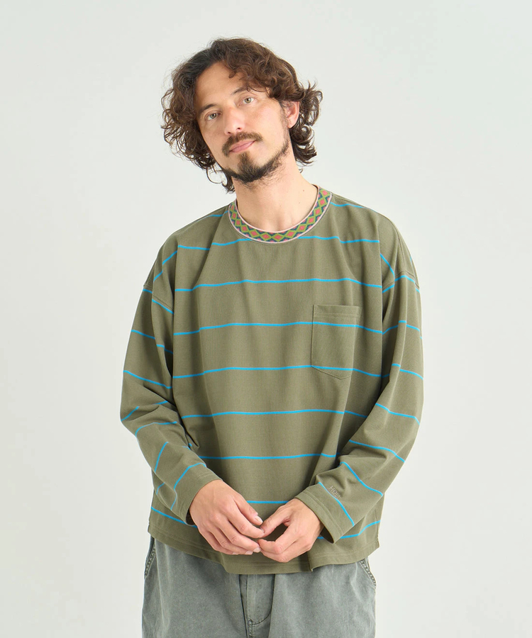 go slow caravan(ゴースローキャラバン) |NANGA/ナンガ RINGER COLLAR PANEL L/S TEE (MENS)