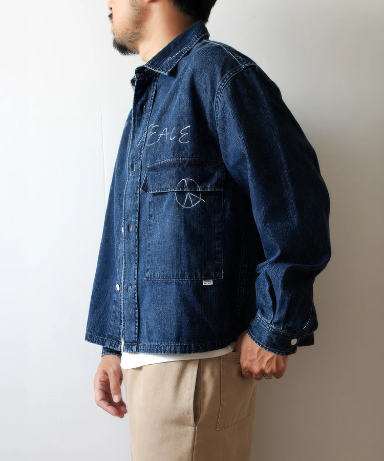 go slow caravan(ゴースローキャラバン) |【GSC別注】FREE RAGE/フリーレイジ 10oz DENIM CPOシャツ - Hand Paint ver - (MENS)