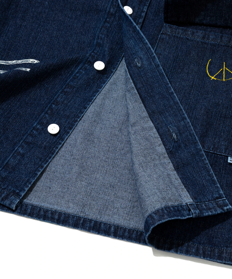 go slow caravan(ゴースローキャラバン) |【GSC別注】FREE RAGE/フリーレイジ 10oz DENIM CPOシャツ - Hand Paint ver - (MENS)