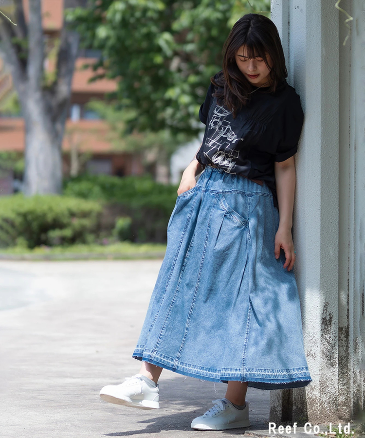 mililopiulu/ミリロピュール クロスカットデニムスカート (WOMENS
