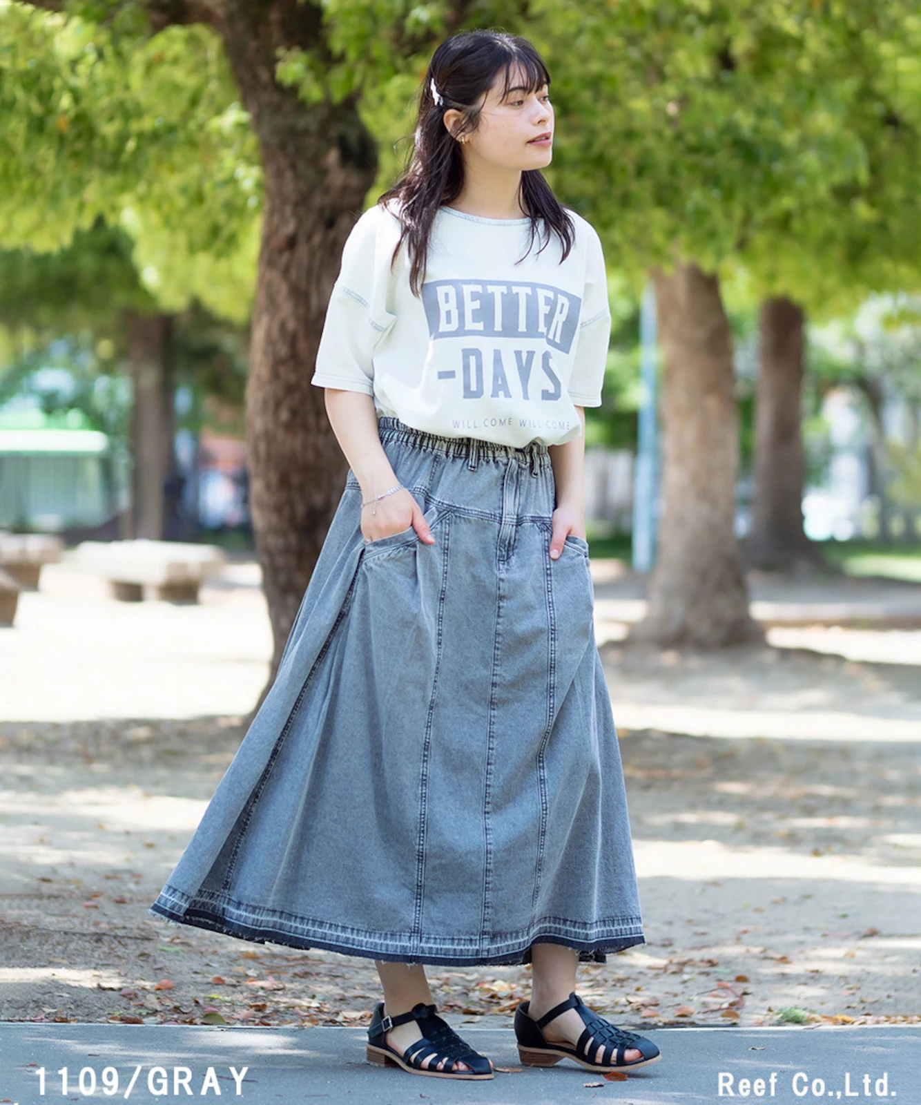 mililopiulu/ミリロピュール クロスカットデニムスカート (WOMENS