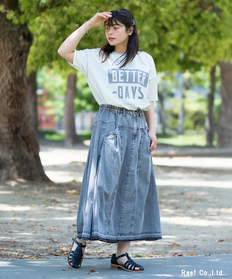 mililopiulu/ミリロピュール クロスカットデニムスカート (WOMENS