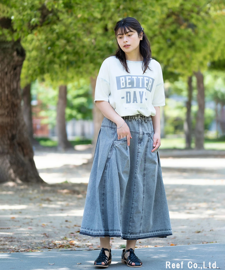 mililopiulu/ミリロピュール クロスカットデニムスカート (WOMENS
