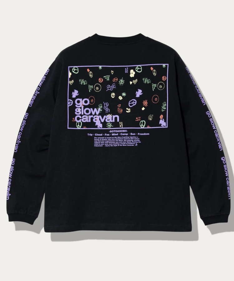 go slow caravan(ゴースローキャラバン) |USA/C スクエアLOGOバックプリント ロングスリーブTEE (MENS)