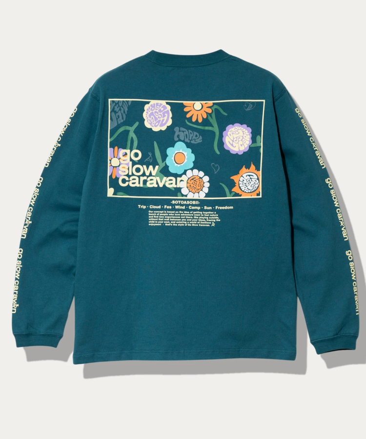 go slow caravan(ゴースローキャラバン) |USA/C スクエアLOGOバックプリント ロングスリーブTEE (MENS)