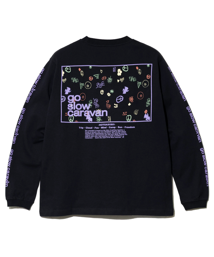 go slow caravan(ゴースローキャラバン) |USA/C スクエアLOGOバックプリント ロングスリーブTEE (MENS)