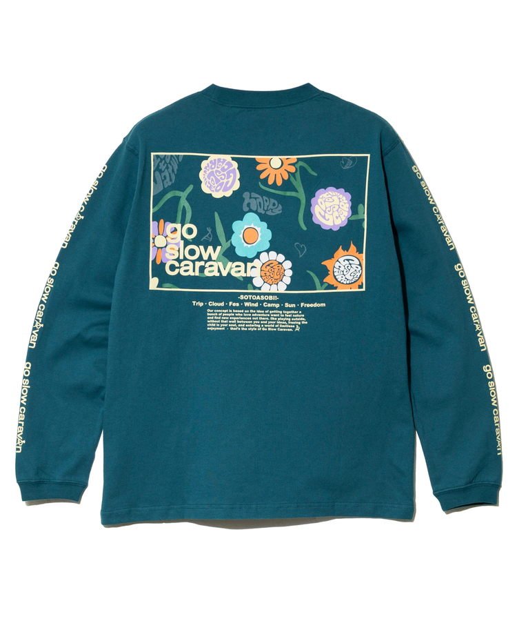 go slow caravan(ゴースローキャラバン) |USA/C スクエアLOGOバックプリント ロングスリーブTEE (MENS)
