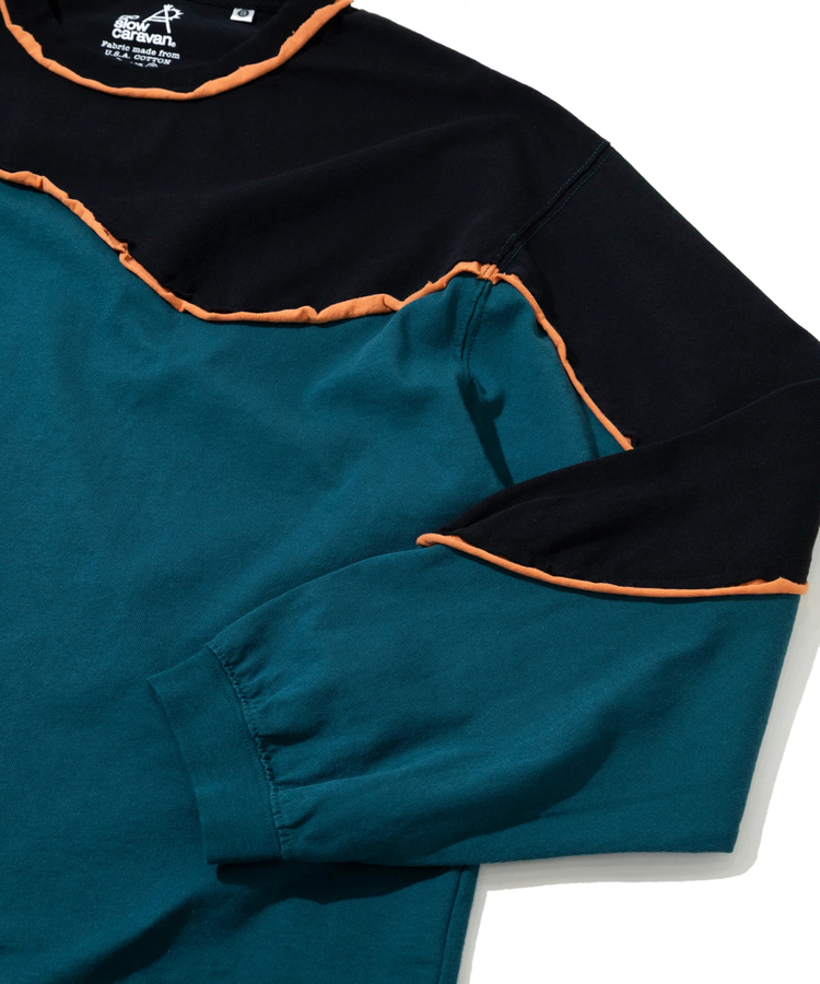 go slow caravan(ゴースローキャラバン) |USA/C CRAZY カットオフ歪み切替ロングスリーブ TEE (MENS)
