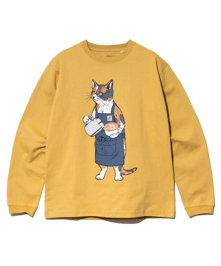 go slow caravan(ゴースローキャラバン) |超ヘビーUSA/C バリスタ猫 ロングスリーブ TEE (MENS/WOMENS)
