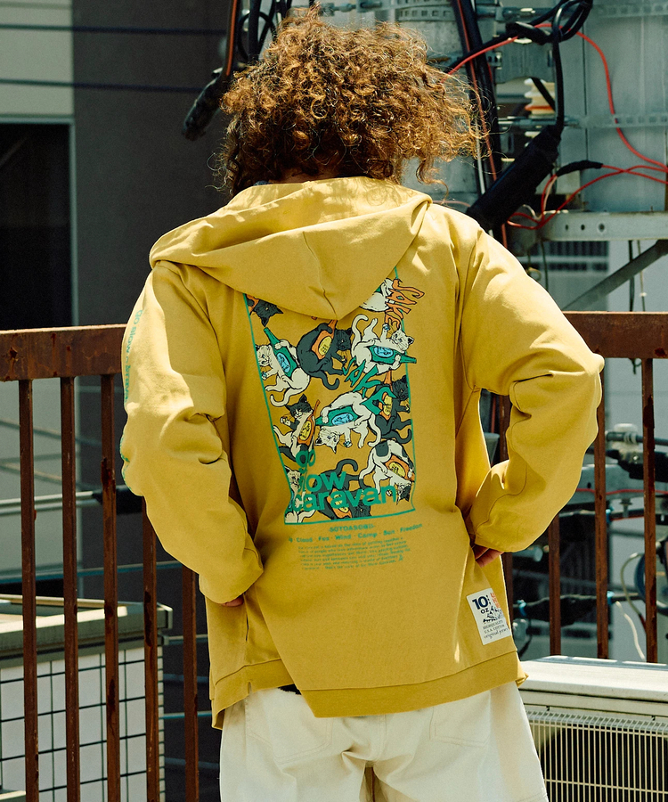 go slow caravan(ゴースローキャラバン) |超ヘビーUSA/C スクエアLOGO BP スナップボタン フーディー (MENS/WOMENS)