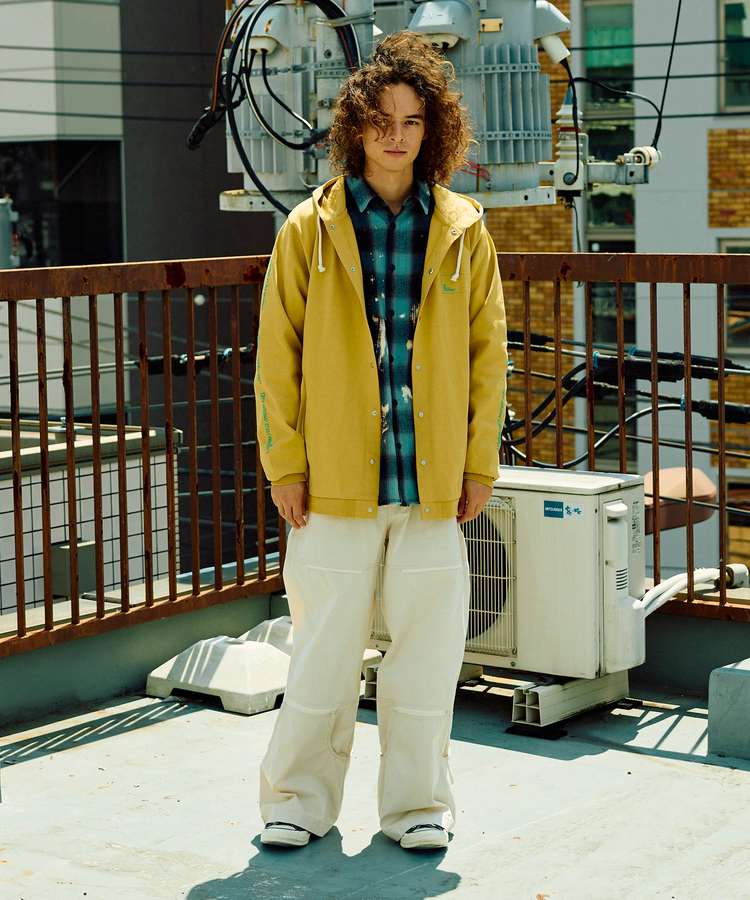 go slow caravan(ゴースローキャラバン) |超ヘビーUSA/C スクエアLOGO BP スナップボタン フーディー (MENS/WOMENS)
