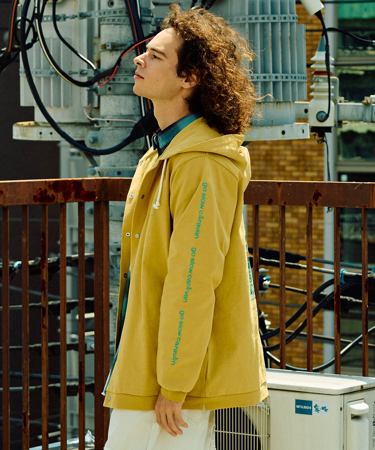 go slow caravan(ゴースローキャラバン) |超ヘビーUSA/C スクエアLOGO BP スナップボタン フーディー (MENS/WOMENS)