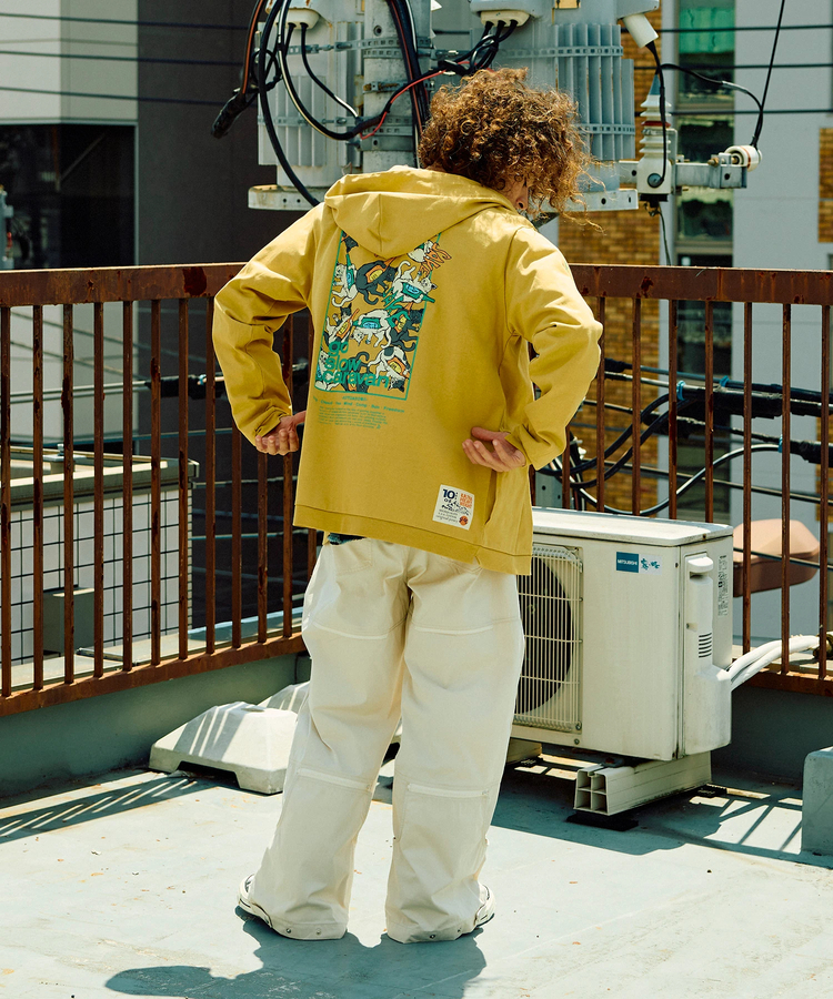 go slow caravan(ゴースローキャラバン) |超ヘビーUSA/C スクエアLOGO BP スナップボタン フーディー (MENS/WOMENS)