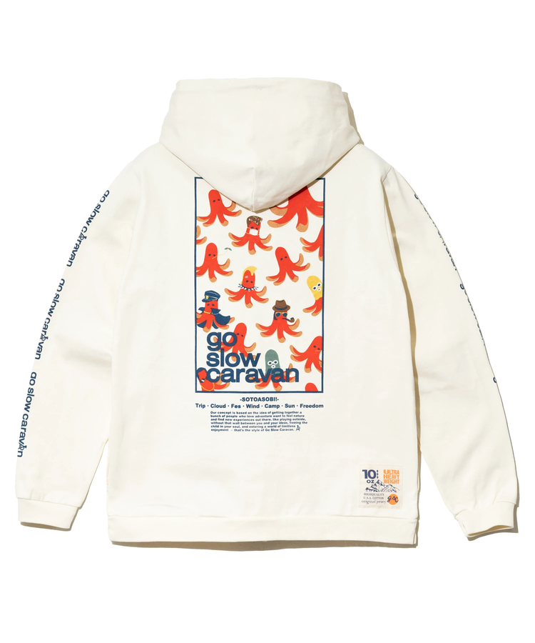 go slow caravan(ゴースローキャラバン) |超ヘビーUSA/C スクエアLOGO BP スナップボタン フーディー (MENS/WOMENS)