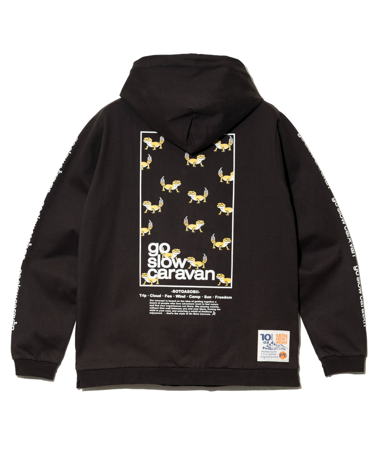 go slow caravan(ゴースローキャラバン) |超ヘビーUSA/C スクエアLOGO BP スナップボタン フーディー (MENS/WOMENS)