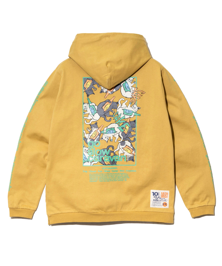 go slow caravan(ゴースローキャラバン) |超ヘビーUSA/C スクエアLOGO BP スナップボタン フーディー (MENS/WOMENS)