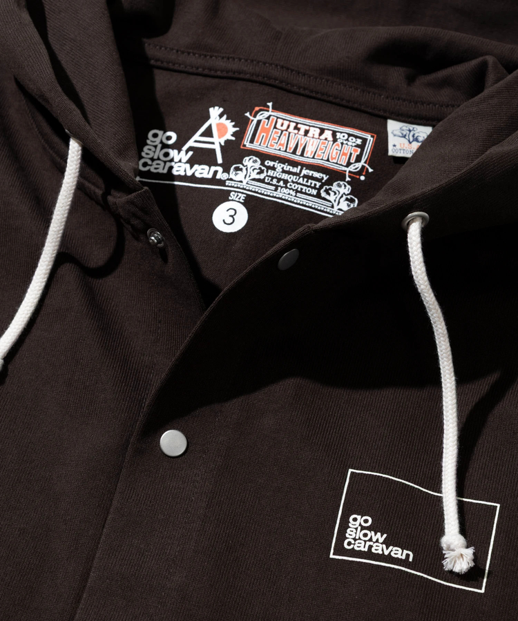 go slow caravan(ゴースローキャラバン) |超ヘビーUSA/C スクエアLOGO BP スナップボタン フーディー (MENS/WOMENS)