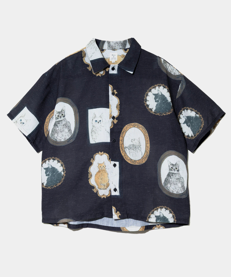 go slow caravan(ゴースローキャラバン) |Revo./レヴォ ヴィンテージキャットプリント SSシャツ (MENS)