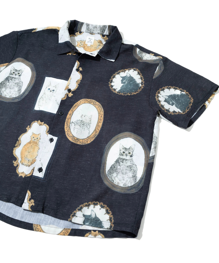 go slow caravan(ゴースローキャラバン) |Revo./レヴォ ヴィンテージキャットプリント SSシャツ (MENS)