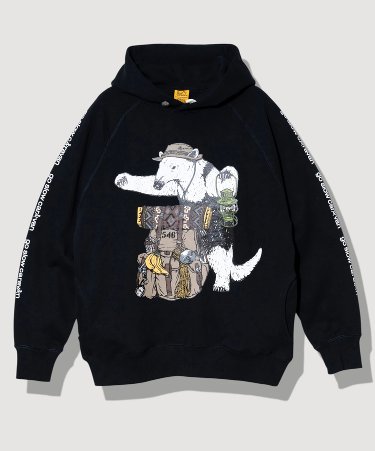 go slow caravan(ゴースローキャラバン) |空紡糸裏毛 野営アリクイ プルパーカー (MENS/WOMENS)