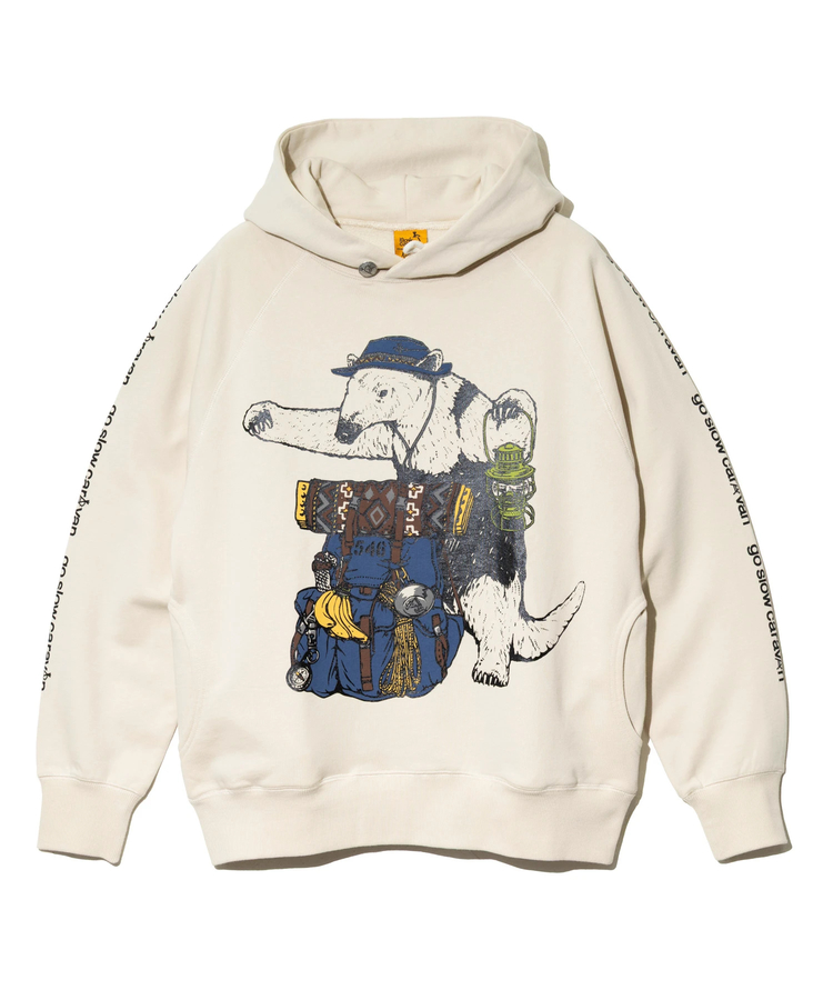 go slow caravan(ゴースローキャラバン) |空紡糸裏毛 野営アリクイ プルパーカー (MENS/WOMENS)