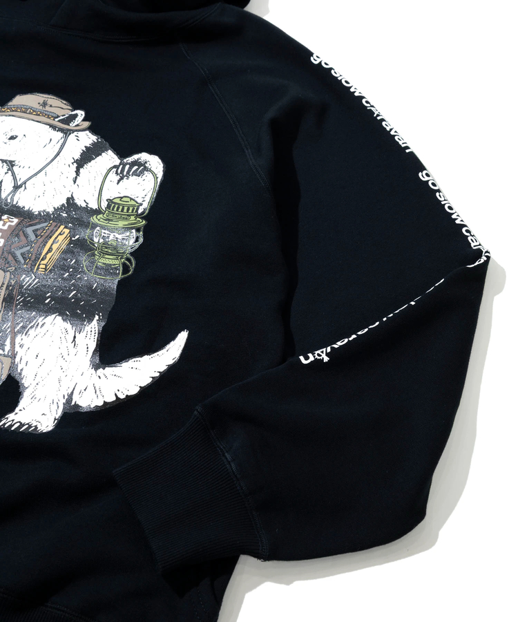 go slow caravan(ゴースローキャラバン) |空紡糸裏毛 野営アリクイ プルパーカー (MENS/WOMENS)