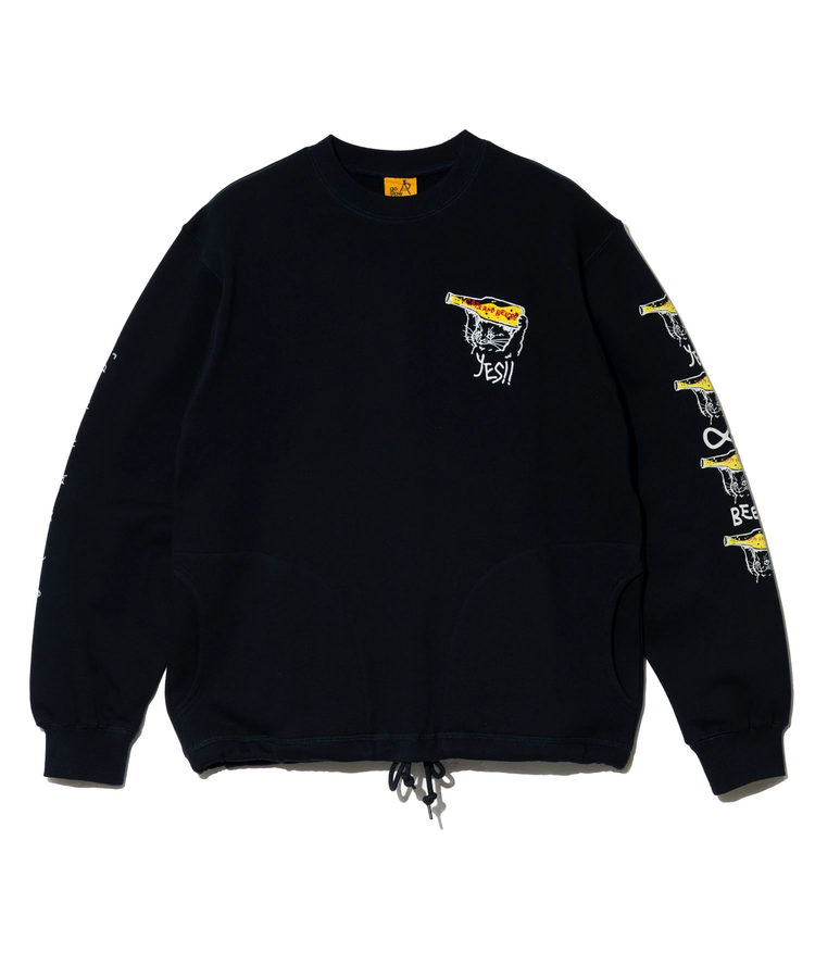 go slow caravan(ゴースローキャラバン) |空紡糸裏毛 猫と麦酒 ヘムスピンドルクルースウェット (MENS/WOMENS)