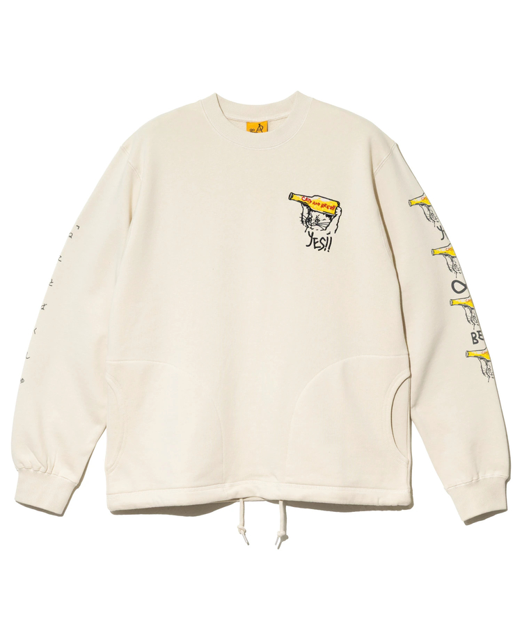 go slow caravan(ゴースローキャラバン) |空紡糸裏毛 猫と麦酒 ヘムスピンドルクルースウェット (MENS/WOMENS)