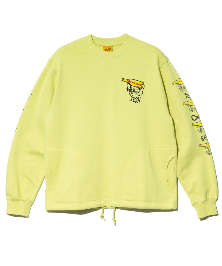 go slow caravan(ゴースローキャラバン) |空紡糸裏毛 猫と麦酒 ヘムスピンドルクルースウェット (MENS/WOMENS)