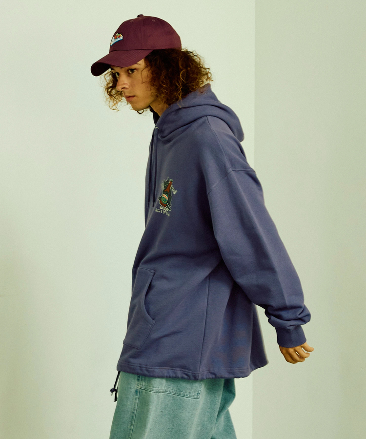 go slow caravan(ゴースローキャラバン) |空紡糸裏毛 猫と麦酒ヘムスピンドル BOX フーディー (MENS/WOMENS)