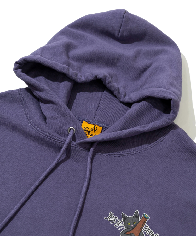 go slow caravan(ゴースローキャラバン) |空紡糸裏毛 猫と麦酒ヘムスピンドル BOX フーディー (MENS/WOMENS)