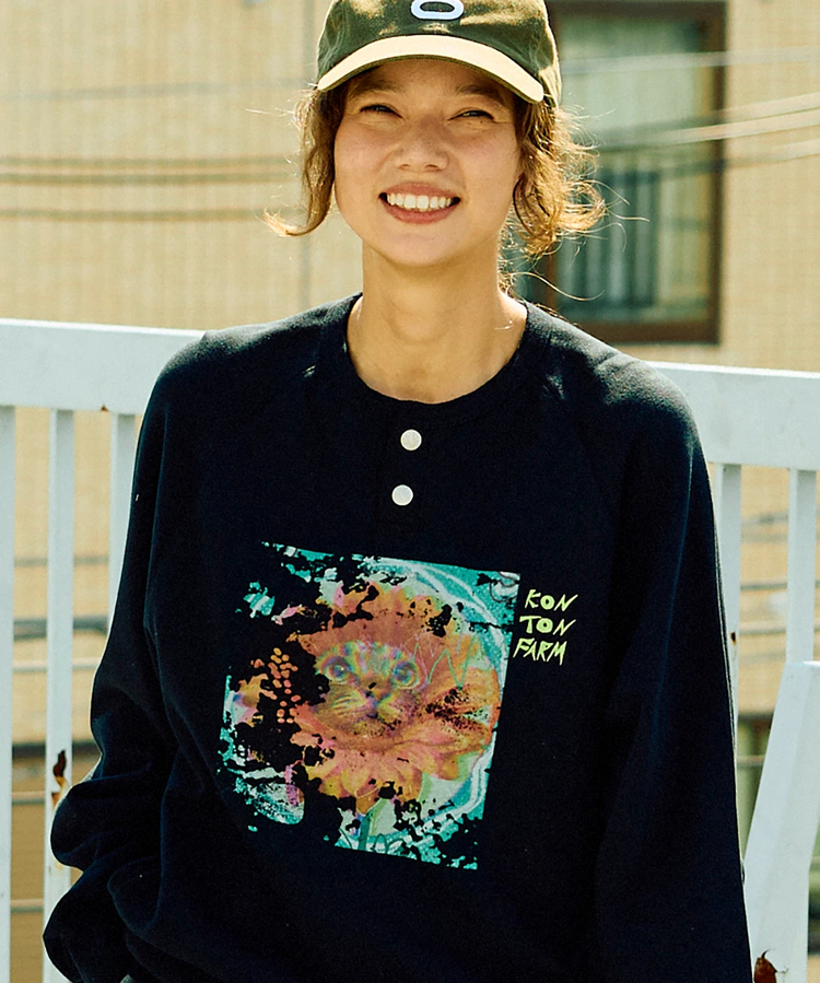 go slow caravan(ゴースローキャラバン) |空紡糸裏毛 スナップヘンリー KONTON FARM (MENS/WOMENS)