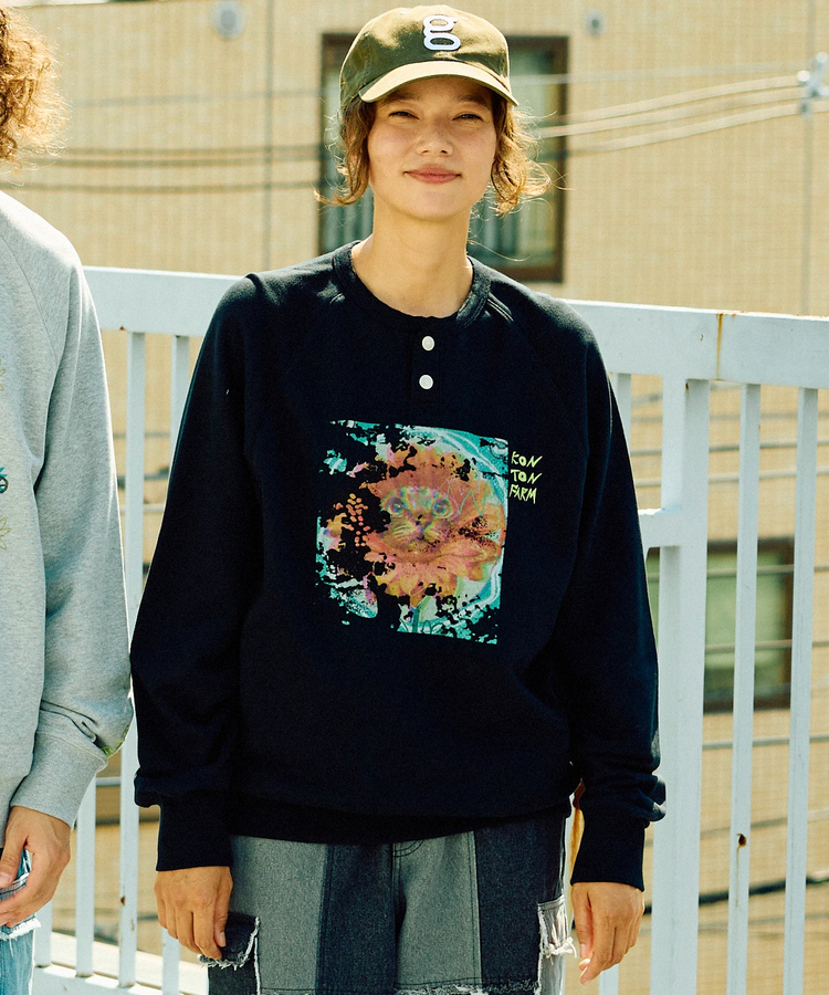 go slow caravan(ゴースローキャラバン) |空紡糸裏毛 スナップヘンリー KONTON FARM (MENS/WOMENS)