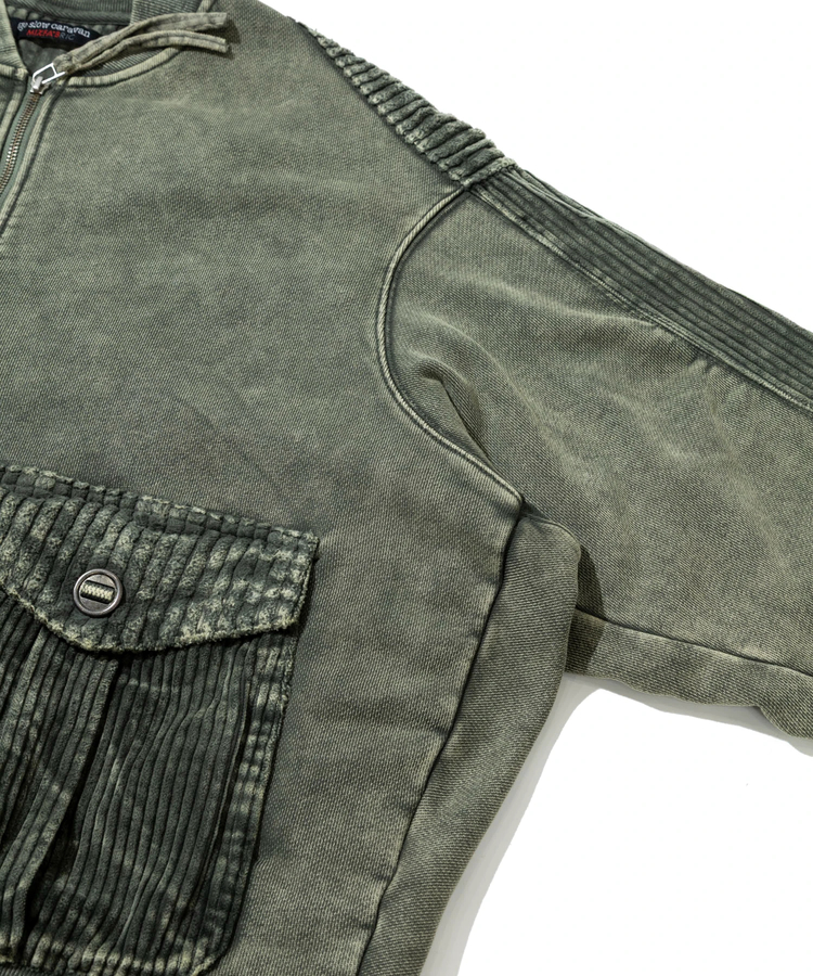 go slow caravan(ゴースローキャラバン) |MIX FAB スウェットZIPルーズブルゾン ケミカル HARD WASH (MENS)