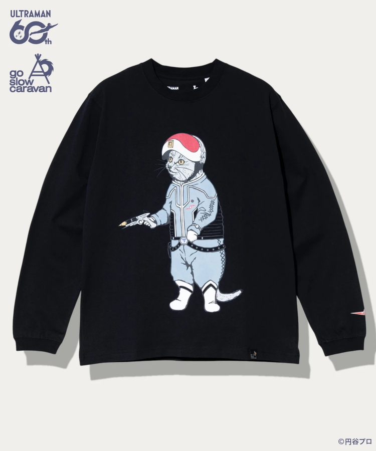 go slow caravan(ゴースローキャラバン) |【ウルトラマン×go slow caravan】USA/C 隊員猫ロングスリーブTEE (MENS)