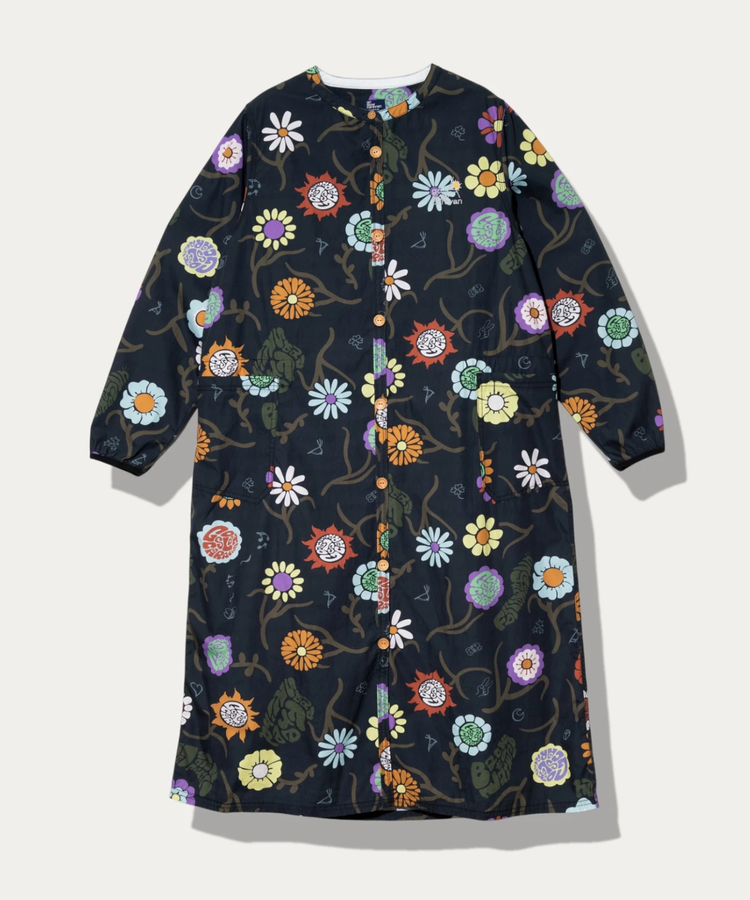 go slow caravan(ゴースローキャラバン) |オリジナル総柄Ptノーカラーロングシャツワンピース (WOMENS)