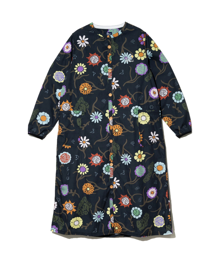 go slow caravan(ゴースローキャラバン) |オリジナル総柄Ptノーカラーロングシャツワンピース (WOMENS)